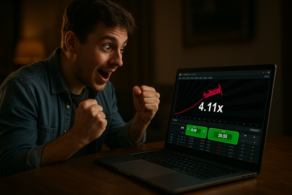 Beginner placing bets on aviator game online